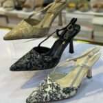 Soulier sandale demi-talon tissu imprimé dm6216-1