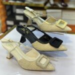 Soulier sandale style osier motif carré 6-615-2